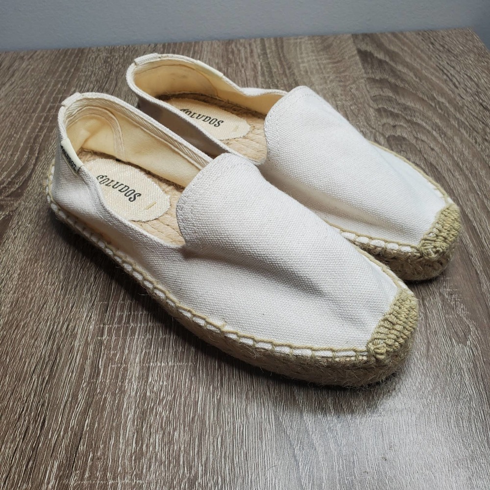 SOLUDOS White Round Toe Slip On Platform Smoker Espadrille Shoes Sz 5.5 - Picture 1 of 10